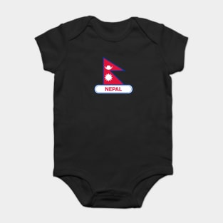 Nepal Country Badge - Nepal Flag Baby Bodysuit